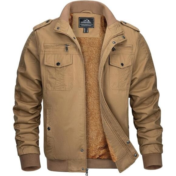 Winter Jackets For Men Fleece Lined Coat Cotton Thermal Jacket